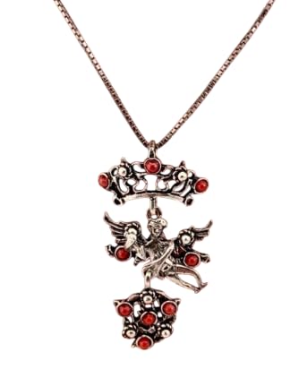 Di Rienzo Giuseppe Schmuck Anhänger Amorino di Scanno Abruzzen | Silber 800‰ mit roten Korallen | 2 x 4 (B x H) von Giuseppe Di Rienzo Gioielli