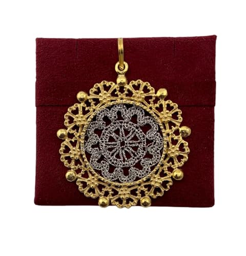 Di Rienzo Giuseppe Schmuck Anhänger mit Tombolo aus 800er Silber mit Gelbgold laminiert | Durchmesser 4 cm Di Rienzo Giuseppe Schmuck Anhänger mit Tombolo aus 800er Silber mit Gelbgold laminiert | Durchmesser 4 cm von Giuseppe Di Rienzo Gioielli