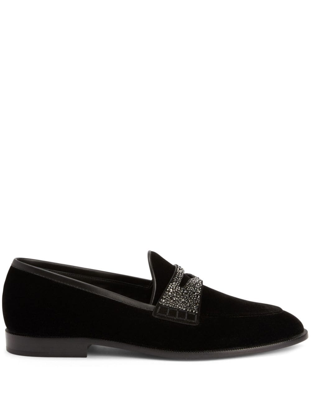 Giuseppe Zanotti Ermy Loafer aus Samt mit Strass - Schwarz von Giuseppe Zanotti