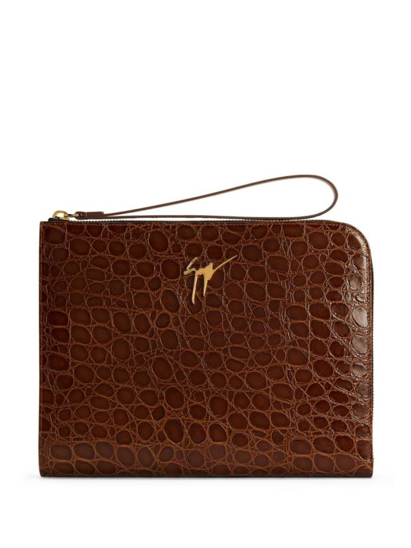 Giuseppe Zanotti Fabian Clutch mit Kroko-Effekt - Braun von Giuseppe Zanotti