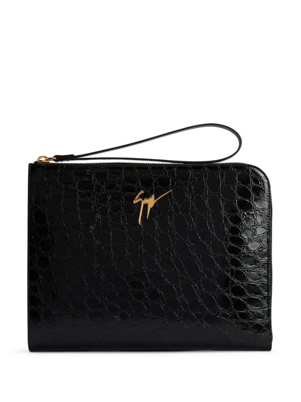 Giuseppe Zanotti Fabian Clutch mit Kroko-Effekt - Schwarz von Giuseppe Zanotti