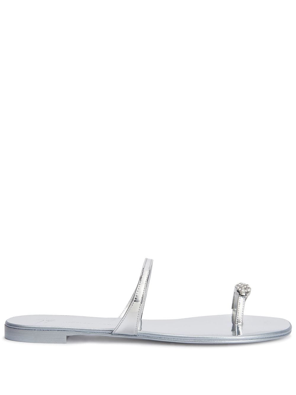 Giuseppe Zanotti Flache Sandalen mit Zehenring - Silber von Giuseppe Zanotti