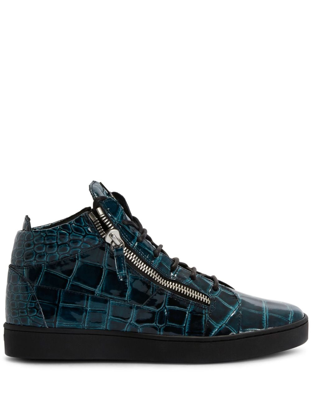 Giuseppe Zanotti Frankie High-Top-Sneakers mit Kroko-Effekt - Blau von Giuseppe Zanotti