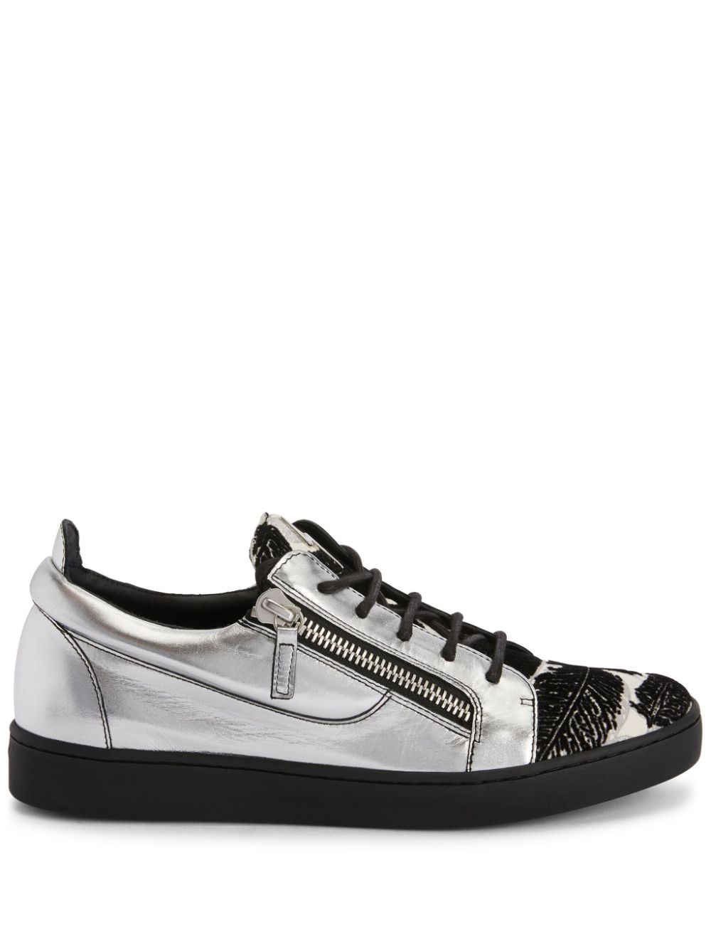 Giuseppe Zanotti Frankie Sneakers mit Blattstickerei - Silber von Giuseppe Zanotti