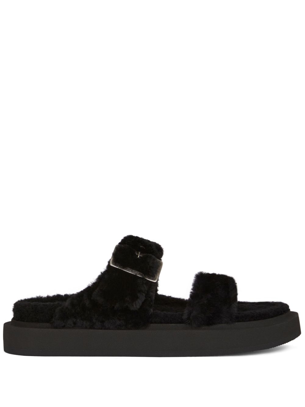 Giuseppe Zanotti Furry Him Pantoletten - Schwarz von Giuseppe Zanotti