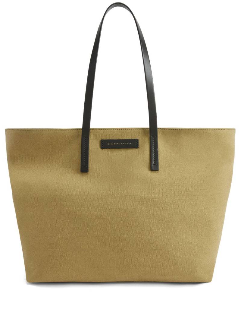 Giuseppe Zanotti Shopper aus Canvas mit Logo-Patch - Nude von Giuseppe Zanotti