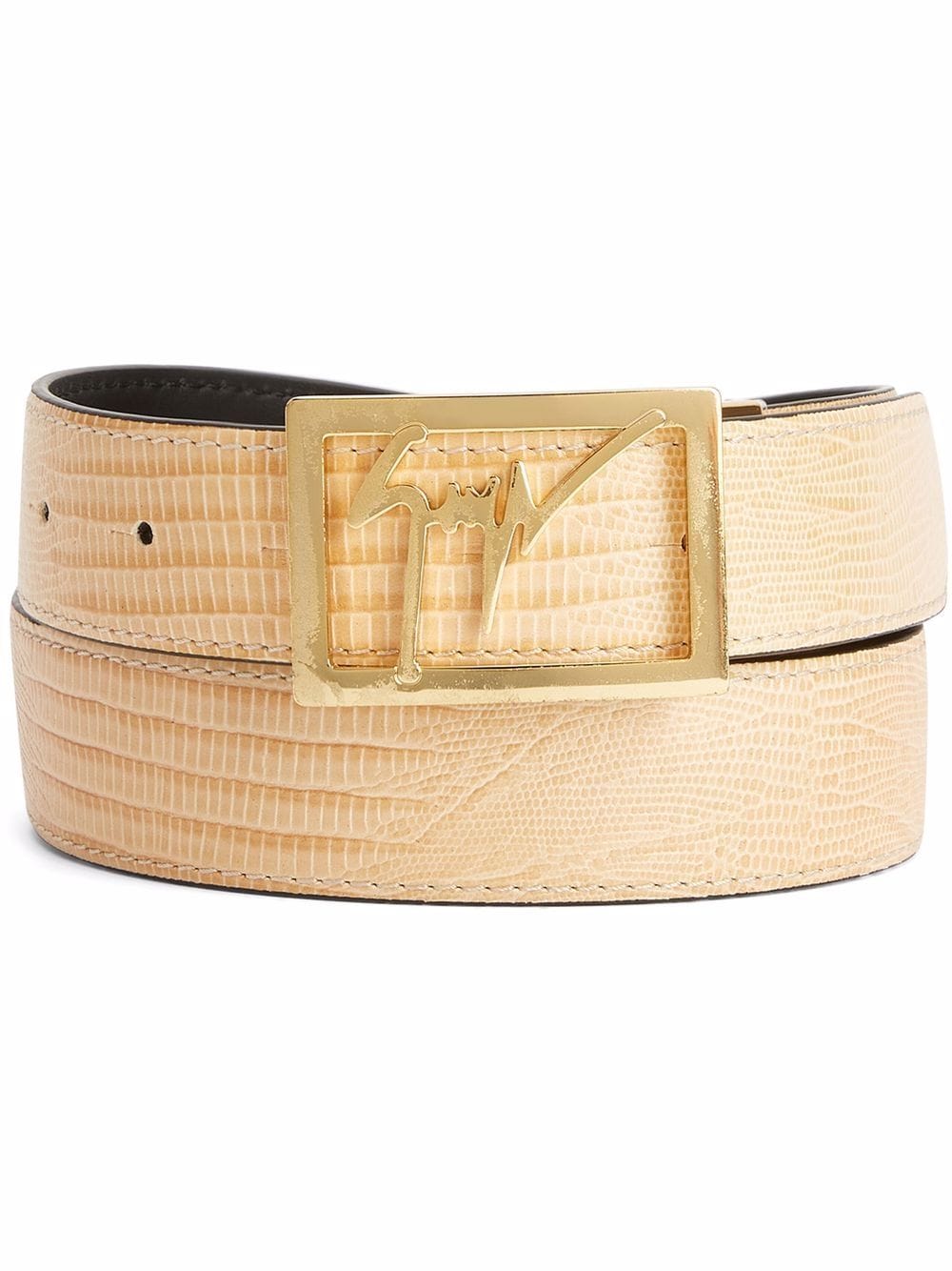 Giuseppe Zanotti lizard-effect logo-buckle belt - Nude von Giuseppe Zanotti