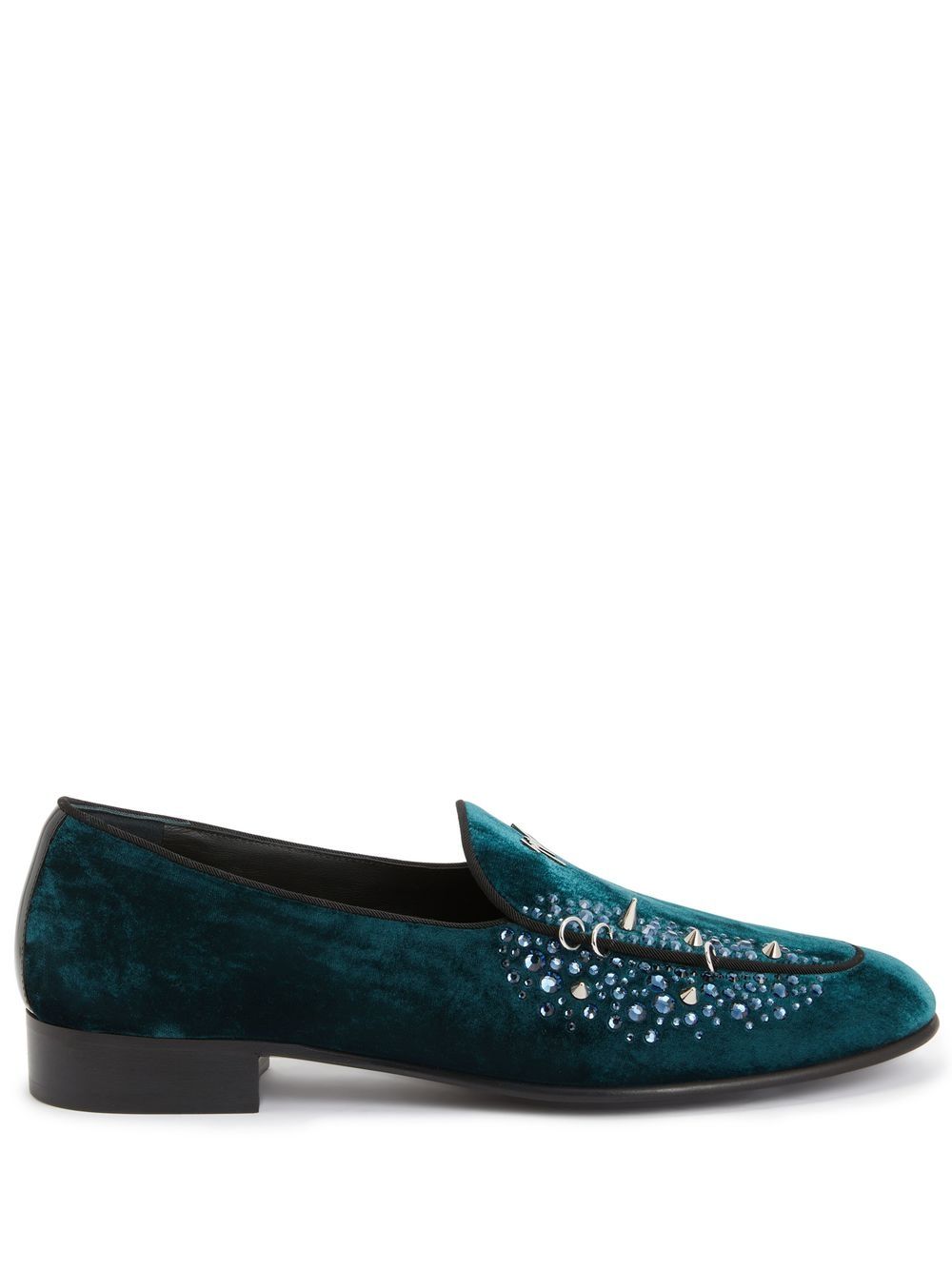 Giuseppe Zanotti Loafer in Samtoptik mit Strass - Grün von Giuseppe Zanotti