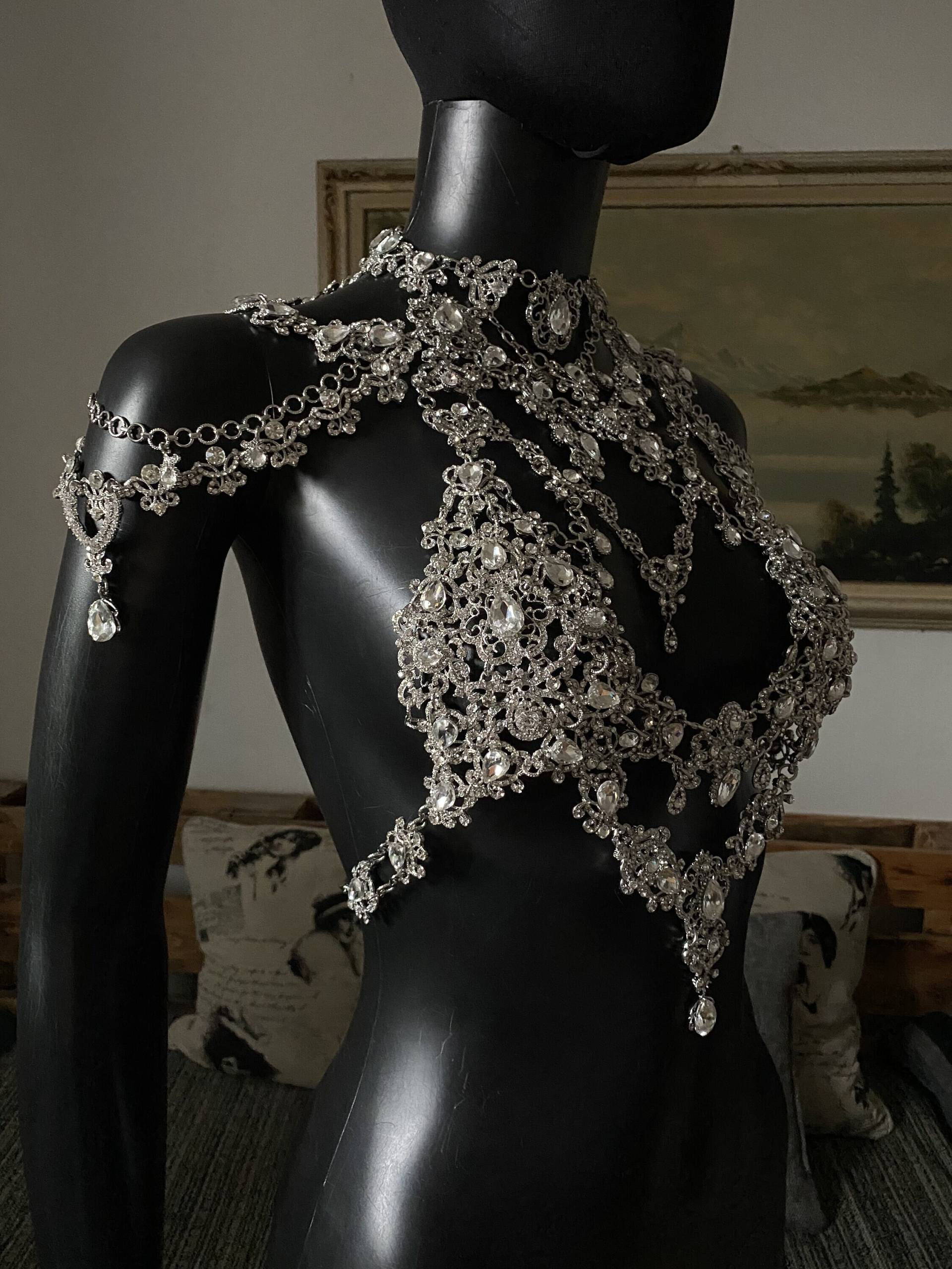 Funkelndes Set Strass Bh Und Kristall Tanga _Körperschmuck _Körperkette_Körperkette_Kristall Körperschmuck_Crystal Tanga_ von GivaMyJewelry