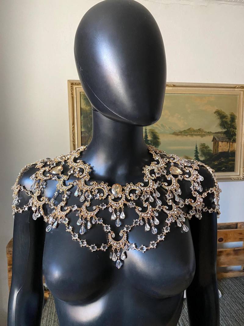Hochzeit Schulter Schmuck_ Rücken Braut Halskette_ Gold Körper Kette von GivaMyJewelry