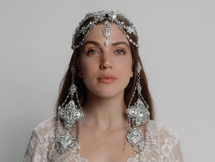 Silber Braut Kopfschmuck _Kristall Verzierungen Kopfschmuck_Bollywood Tikka Kopfschmuck_Funkelnder Kristall von GivaMyJewelry