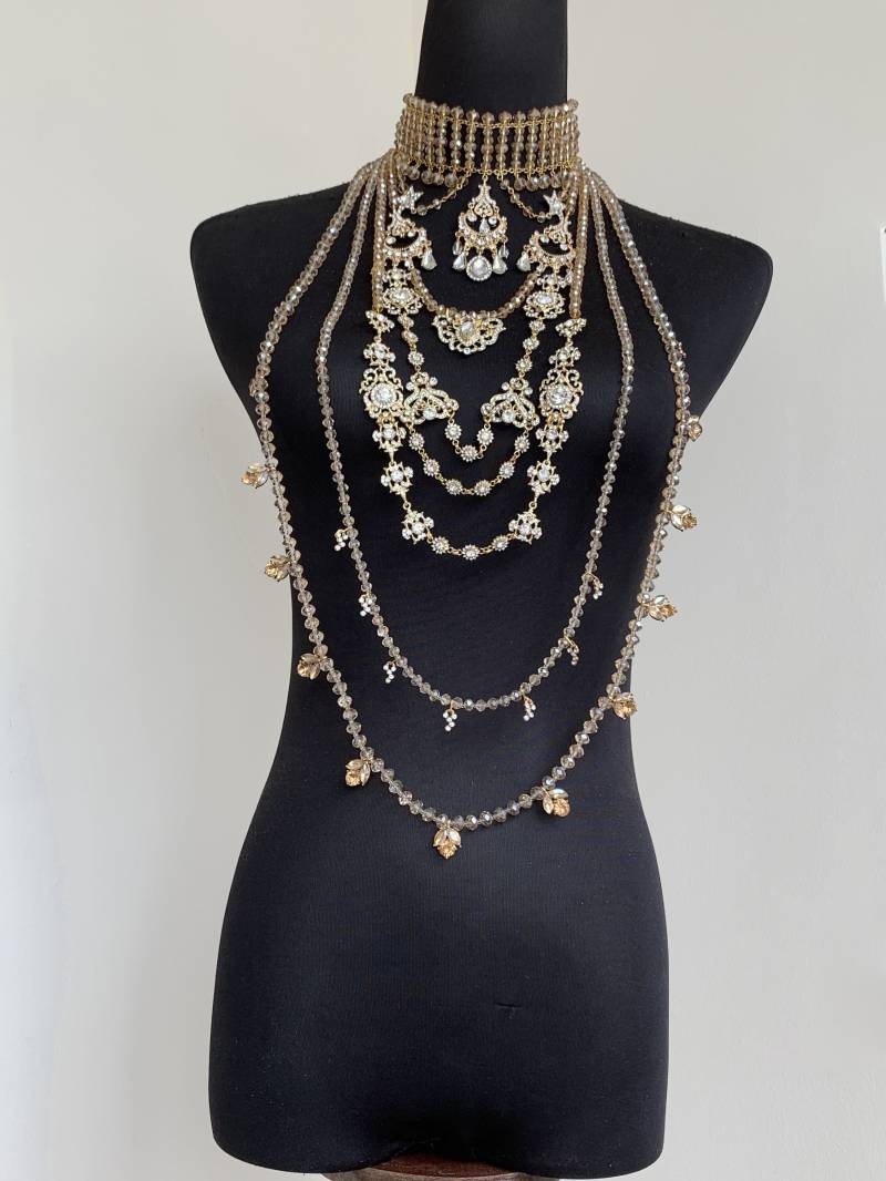 Gold Halskette ~ Lange Körper Kette Hochzeit Kristall von GivaMyJewerly