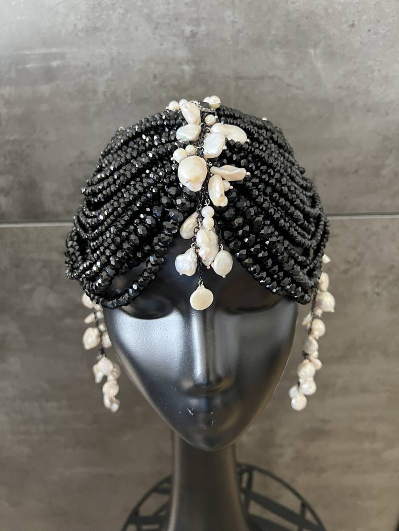 Gothic Kopfschmuck~Perlen Kopfschmuck~Kristall Kopfschmuck~Schwarzer Kopfschmuck~Bollywood Kopfschmuck~ von GivaMyJewerly