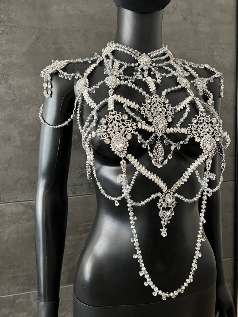 Körper Halskette~Kristall Körperkette~Schulter Halskette~Braut Körperkette~Festival Outfit von GivaMyJewerly