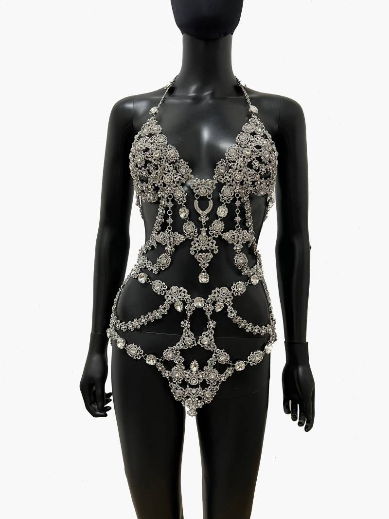 Kristall Körper-Kette-Kristall Set-Körper Halskette-Körper Halskette-Schulter-Halskette-Braut Körper-Kette-Brautschmuck von GivaMyJewerly