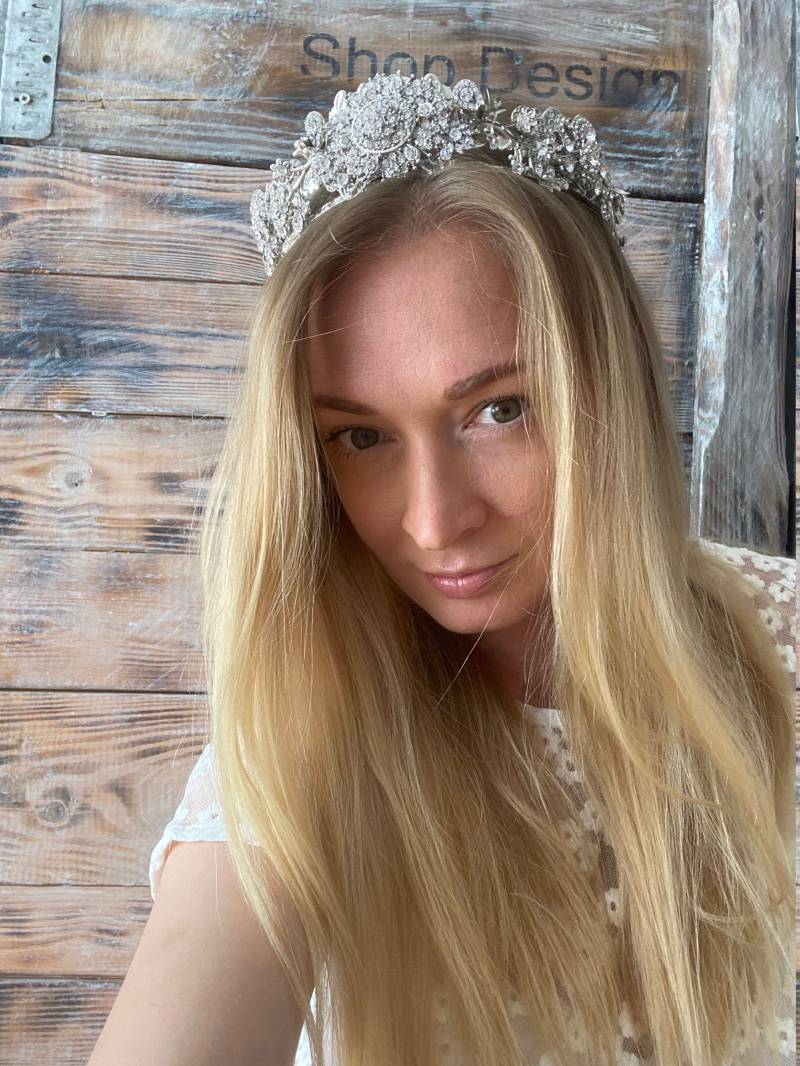 Kristall Krone ~ Royal Silber Tiara Ohrringe Braut Vintage von GivaMyJewerly