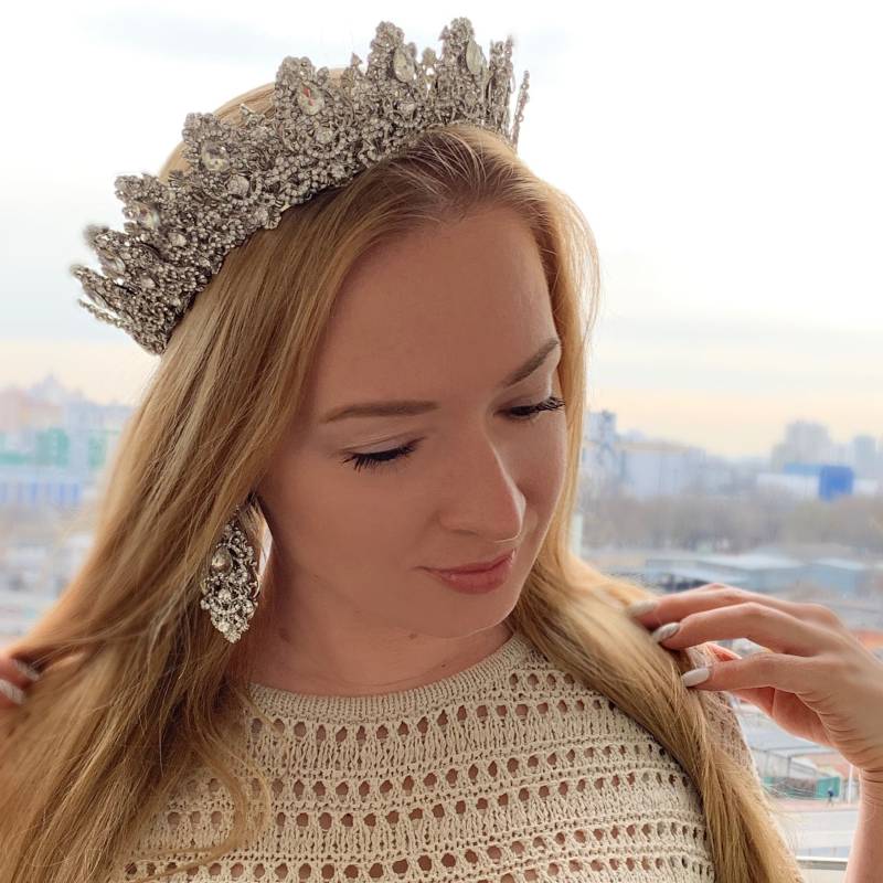 Volle Braut Krone ~ Kristall Set Hochzeit Silberne Silber Ohrringe Tiara von GivaMyJewerly