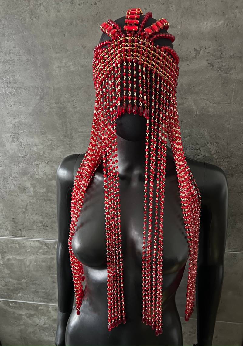 strass Kopf Kette ~Show Kopfschmuck ~Gold Kopfschmuck~Roter ~Braut ~Kristall Kopfschmuck~ von GivaMyJewerly