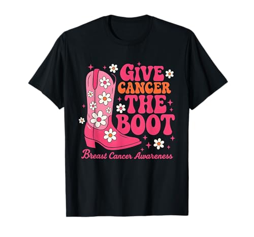 Groovy Pink Brustkrebs Give Cancer The Boot Cowgirl Damen T-Shirt Groovy Pink Brustkrebs Give Cancer The Boot Cowgirl Damen T-Shirt von Give Cancer The Boot Pink Ribbon Apparel Co