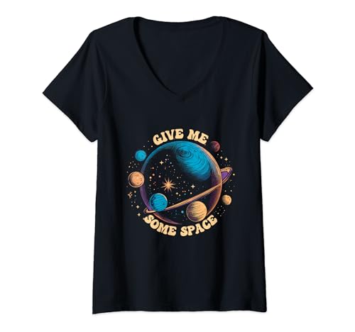 Damen Give Me Some Space, lustige Planetengrafik, für Damen und Herren T-Shirt mit V-Ausschnitt Damen Give Me Some Space, lustige Planetengrafik, für Damen und Herren T-Shirt mit V-Ausschnitt von Give me some space funny planet graphic - For Men