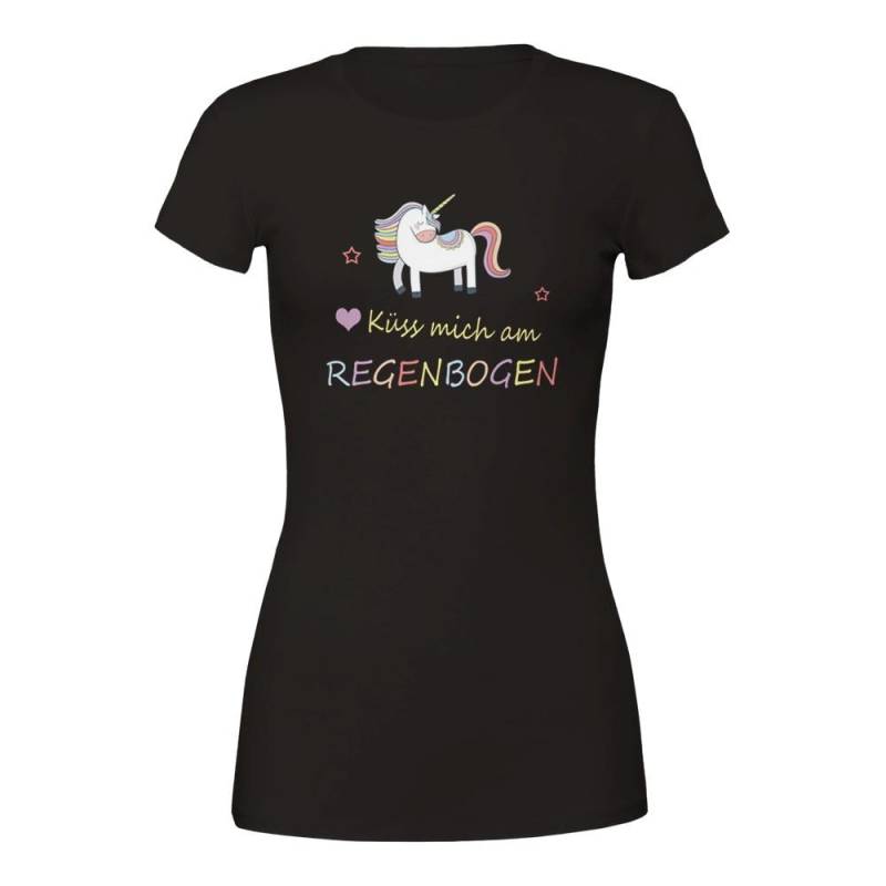 Lustiges Einhorn T-Shirt Küss Mich Am Regenbogen, Regenbogen Humor Shirt, Statement Shirt von GiveAwayJoy