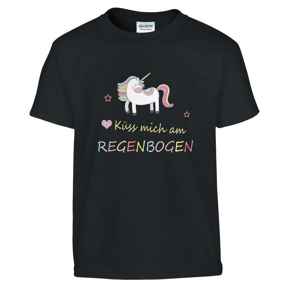 Lustiges Einhorn T-Shirt Küss Mich Am Regenbogen, Regenbogen Humor Shirt, Statement Shirt von GiveAwayJoy