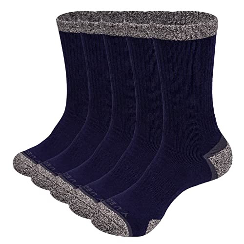 GiveGift 5 paar Arbeitssocken für Herren Dicke Baumwolle Wandersocken Thermo Warme Atmungsaktiv Sportsocken für Männer 41-44 Blau XL von GiveGift