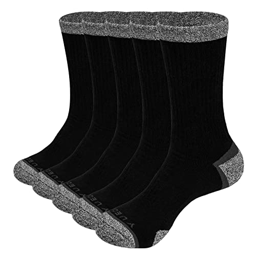 GiveGift 5 paar Arbeitssocken für Herren Dicke Baumwolle Wandersocken Thermo Warme Atmungsaktiv Sportsocken für Männer 37-41 Schwarze L von GiveGift