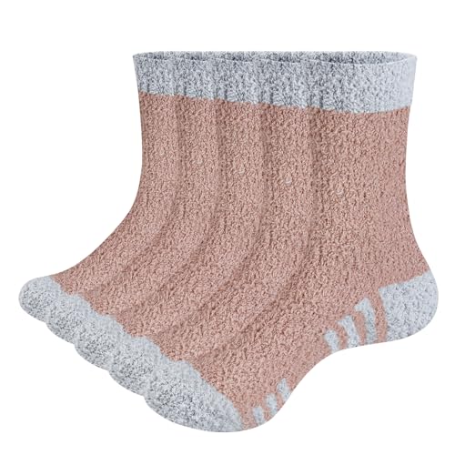 GiveGift Kuschelsocken Damen Plüschsocken Bettsocken Dicke Warme Plüsch Kuschel Flauschige Socken Bunt für Frauen Fuzzy Fluffy Socks 39-43 Khaki von GiveGift