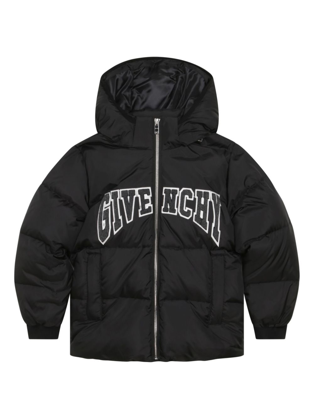 Givenchy Kids Gefütterte Kapuzenjacke mit Logo-Patch - Schwarz von Givenchy Kids