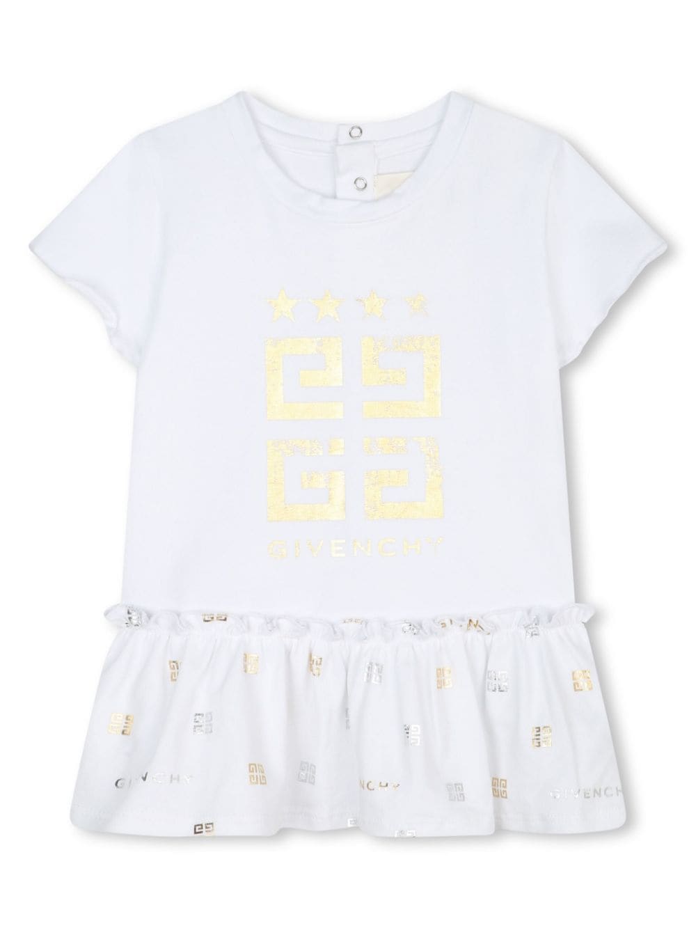 Givenchy Kids Gerüschtes T-Shirtkleid mit 4G-Print - Weiß von Givenchy Kids