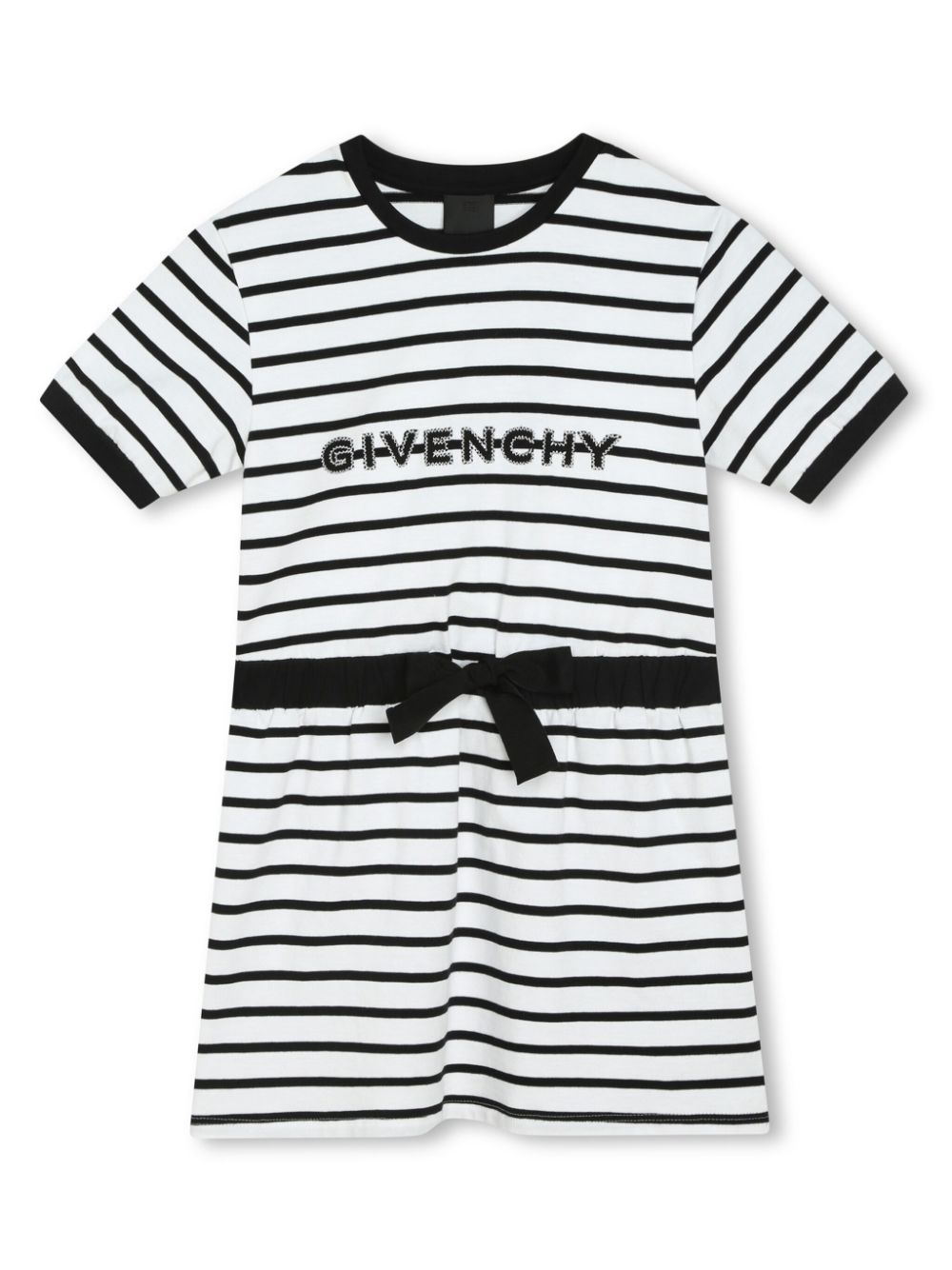 Givenchy Kids Gestreiftes Kleid mit Logo-Stickerei - Schwarz von Givenchy Kids