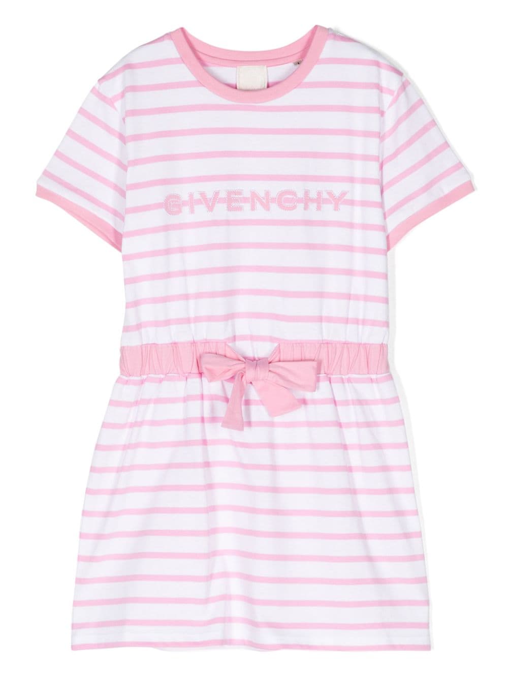 Givenchy Kids Gestreiftes Minikleid mit Logo-Stickerei - Weiß von Givenchy Kids