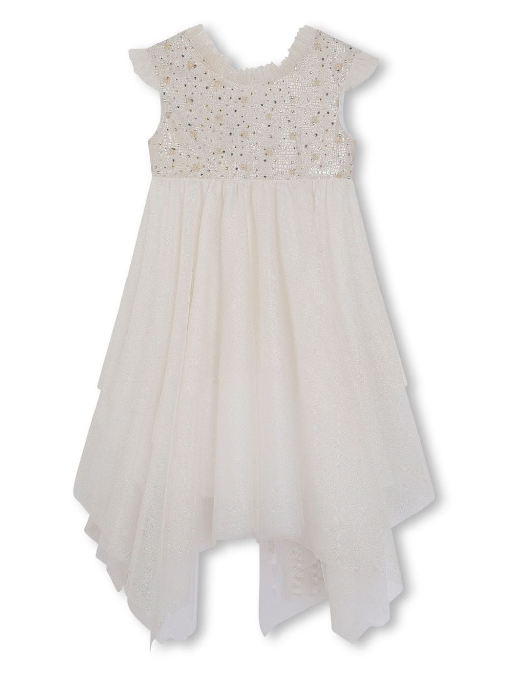 Givenchy Kids Strassverziertes Kleid mit Rüschenbesatz - Weiß von Givenchy Kids