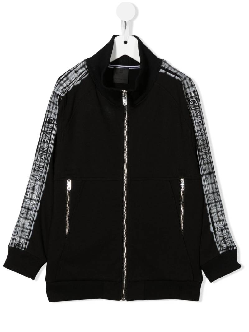 Givenchy Kids Sweatshirtjacke mit Logo-Streifen - Schwarz von Givenchy Kids