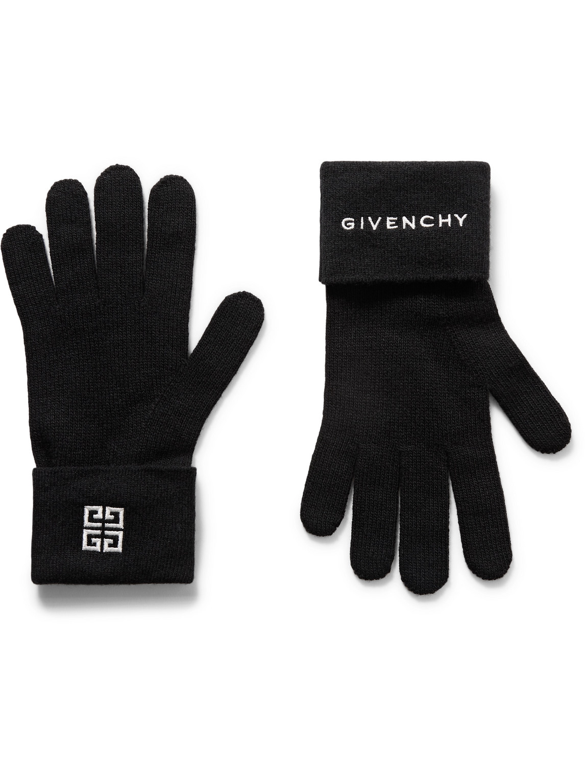 Givenchy - 4G Logo-Embroidered Wool and Cashmere-Blend Gloves - Men - Black Givenchy - 4G Logo-Embroidered Wool and Cashmere-Blend Gloves - Men - Black von Givenchy