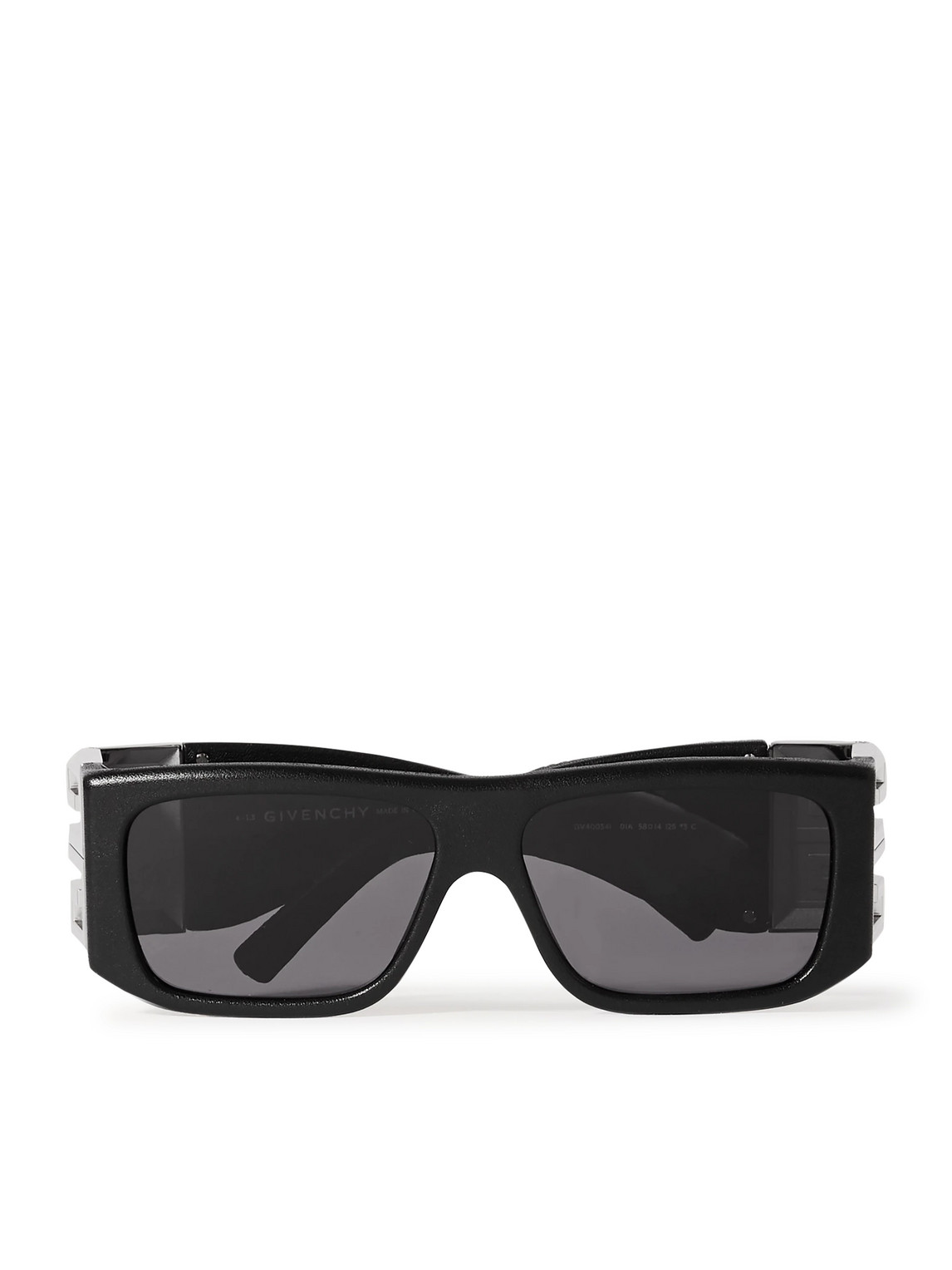 Givenchy - 4G Square-Frame Acetate, Silver-tone and Leather Sunglasses - Men - Black von Givenchy