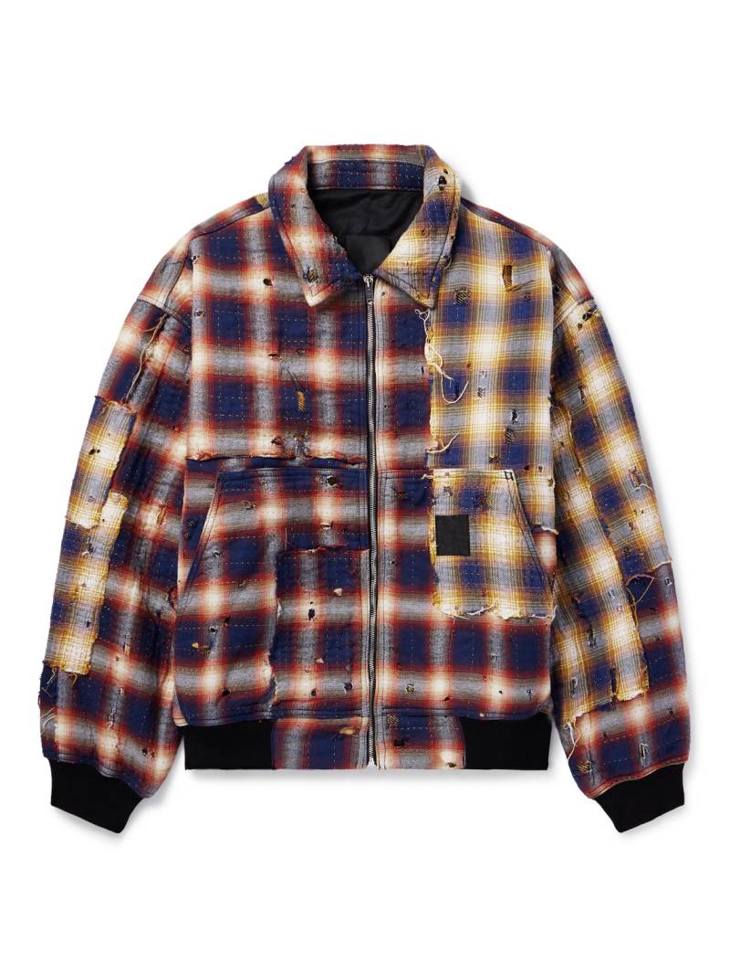 Givenchy - Checked Distressed Cotton-Flannel Bomber Jacket - Men - Multi - S von Givenchy