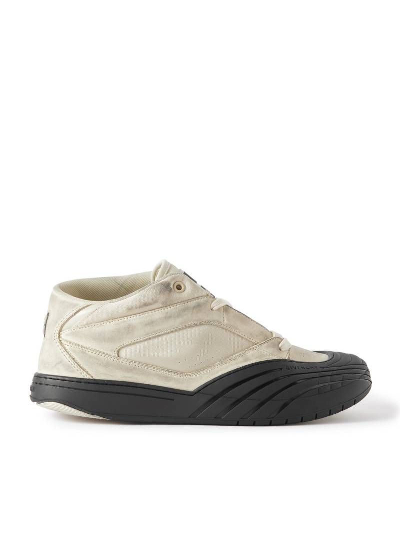 Givenchy - Distressed Rubber-Trimmed Leather and Mesh Sneakers - Men - Neutrals - EU 40 von Givenchy