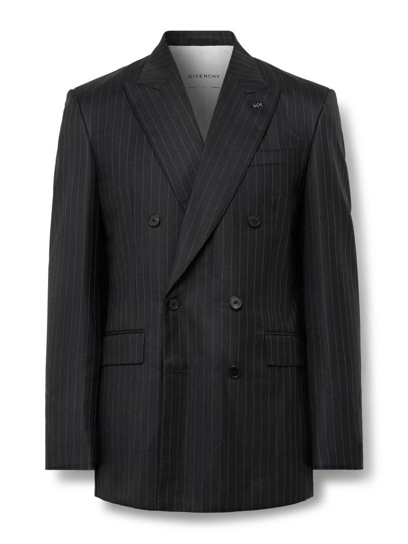 Givenchy - Double-Breasted Pinstriped Wool-Twill Suit Jacket - Men - Black - IT 48 von Givenchy