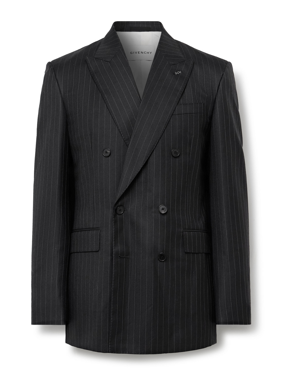 Givenchy - Double-Breasted Pinstriped Wool-Twill Suit Jacket - Men - Black - IT 52 von Givenchy