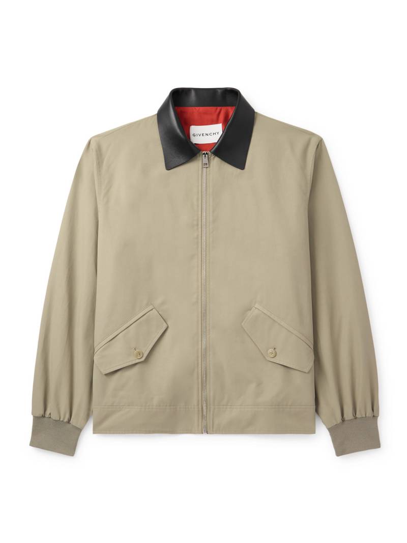 Givenchy - Leather-Trimmed Cotton-Blend Harrington Jacket - Men - Neutrals - IT 46 von Givenchy