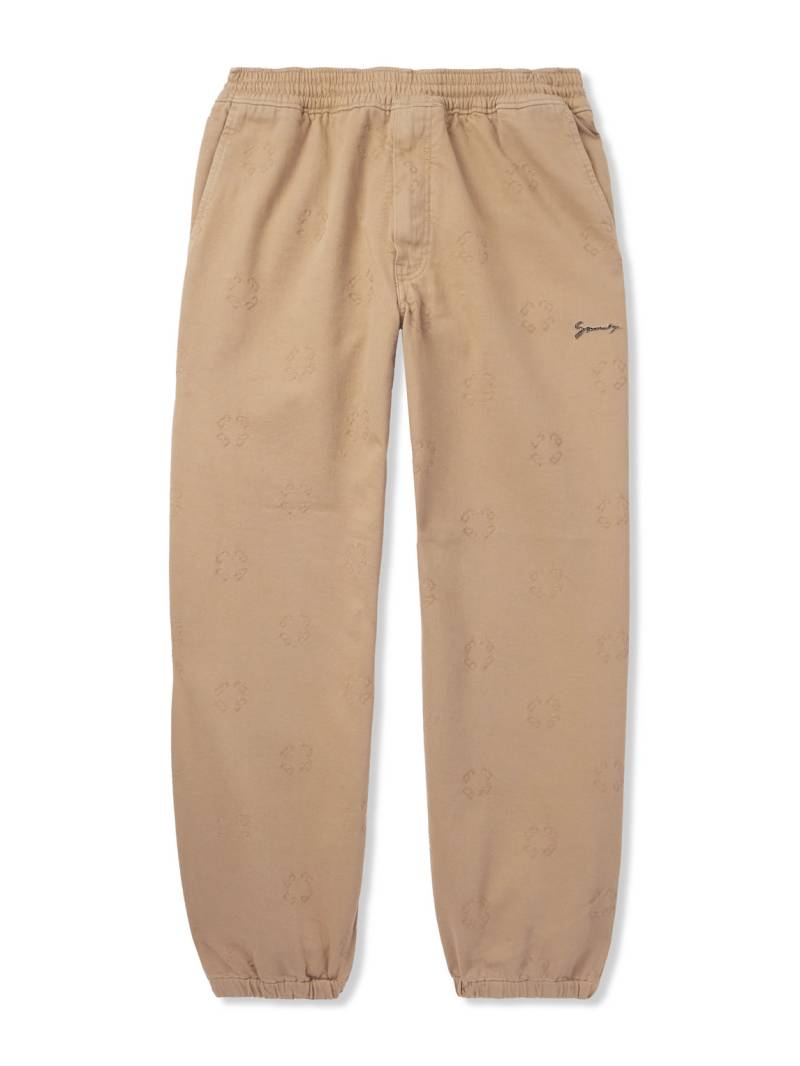 Givenchy - Tapered Appliquéd Logo-Jacquard Cotton-Blend Twill Trousers - Men - Neutrals - IT 54 von Givenchy