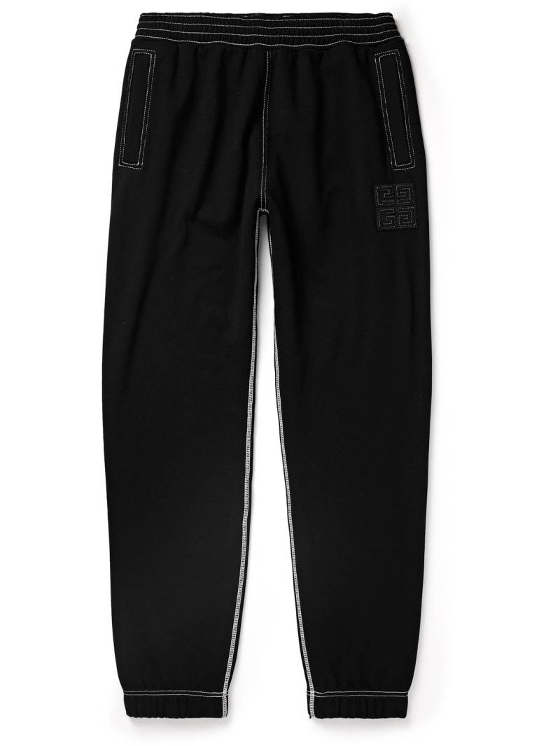 Givenchy - Tapered Logo-Appliquéd Cotton-Jersey Sweatpants - Men - Black - S von Givenchy