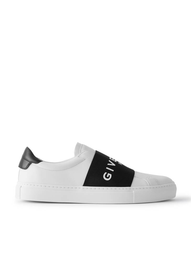 Givenchy - Urban Street Logo-Appliquéd Webbing-Trimmed Leather Slip-On Sneakers - Men - White - EU 41 von Givenchy