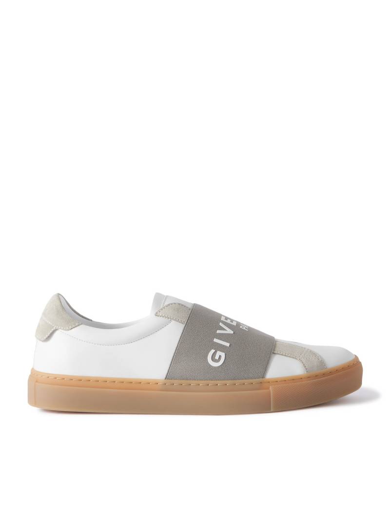 Givenchy - Urban Street Logo-Appliquéd Webbing and Suede-Trimmed Leather Slip-On Sneakers - Men - White - EU 41 von Givenchy