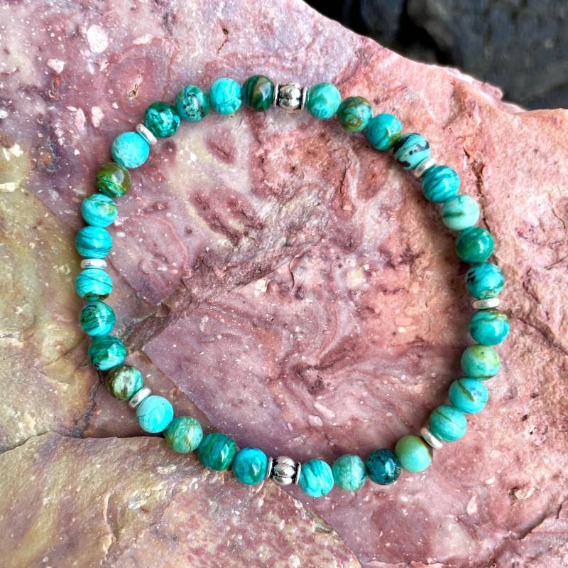Chrysocolla Armband, Aaa Arizona Edelstein, Stretch, Blau Grün, Türkisfarbener Naturstein Edelstein von GivingEarthMinerals