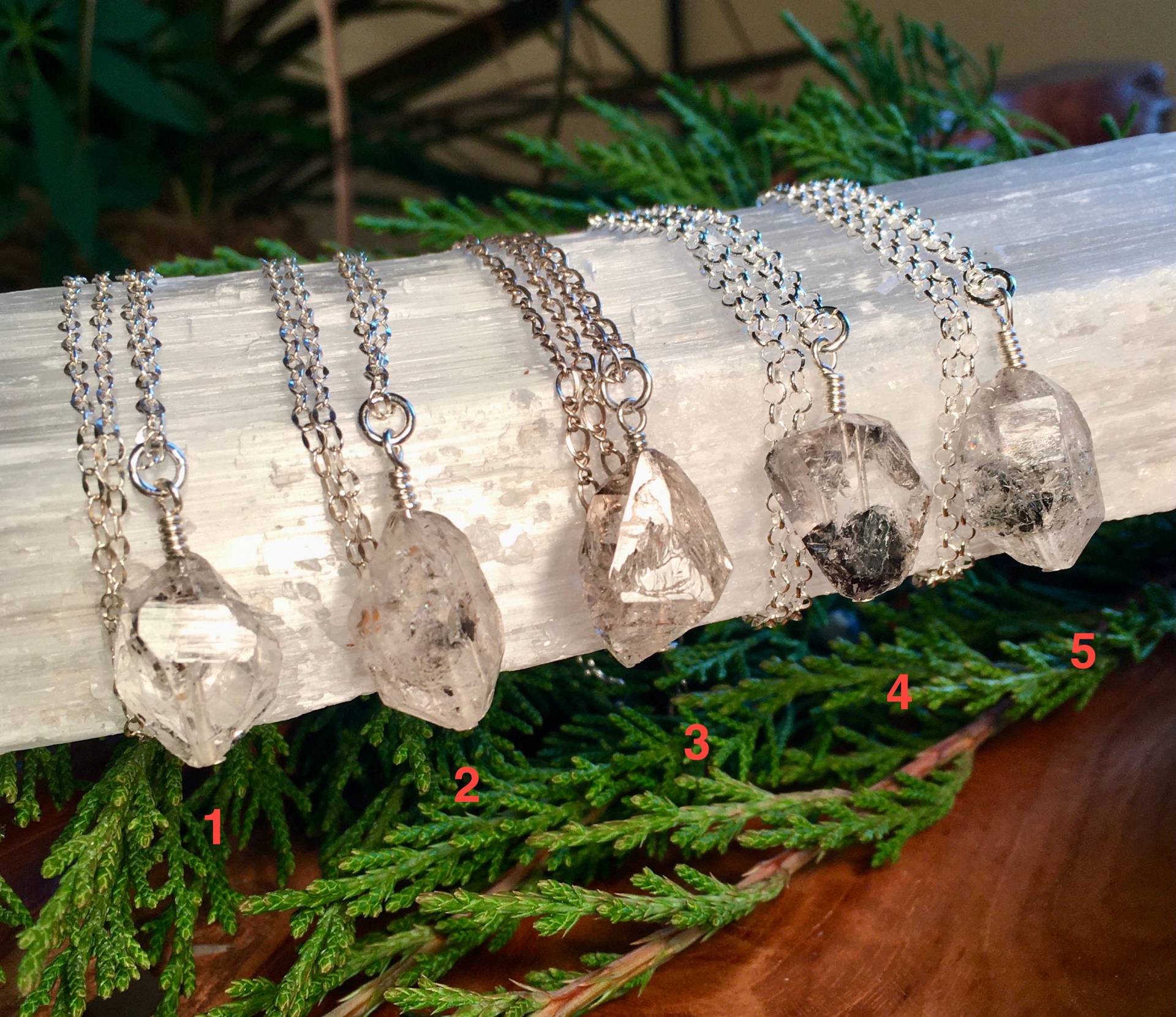 Herkimer Diamant-Halskette Sterlingsilber-Anhänger, Wahl, Einstellbar 16 " - 18 ", Naturquarzstein-Edelsteinkristall von GivingEarthMinerals