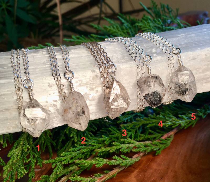 Herkimer Diamant-Halskette Sterlingsilber-Anhänger, Wahl, Einstellbar 16 " - 18 ", Naturquarzstein-Edelsteinkristall von GivingEarthMinerals