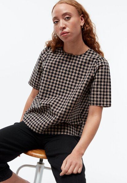 Givn Berlin Karo-Bluse GBGRETEL aus Bio-Baumwoll Seersucker von Givn Berlin